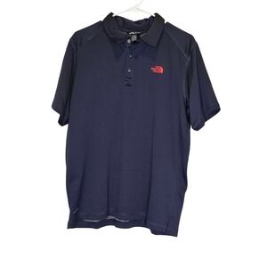 North Face Mens Lg Navy Blue Performance Polo‎ Shirt Short Sleeve Golf Causal